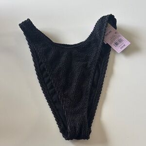 wild fable Black Textured High-Cut Bikini Bottom